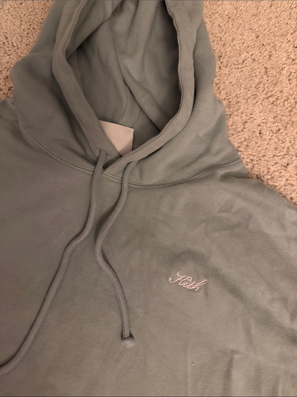 Kith Men's Crewneck Hoodie in Sage Green with Embroidered Logo